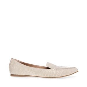 Feather Taupe Crocodile Flat